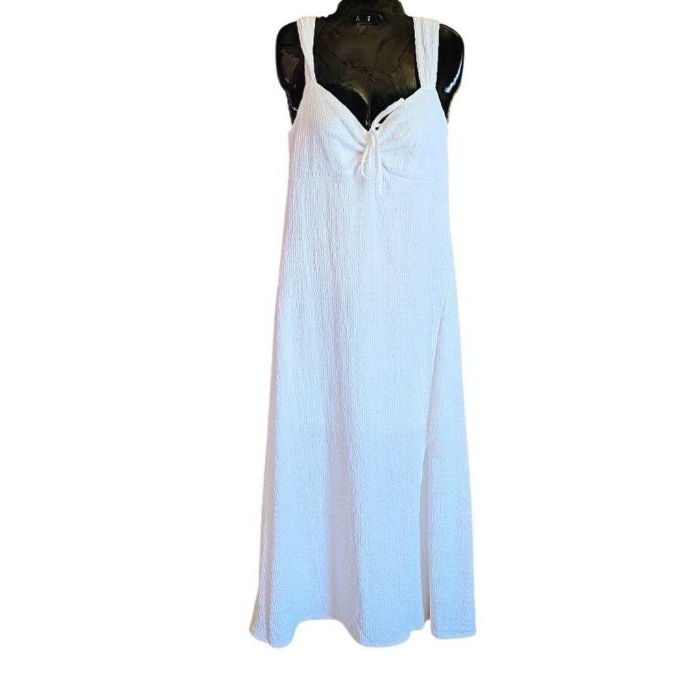 Madden Girl Texture Tie Front Maxi Dress L Cottagecore Coastal Minimalist Resort